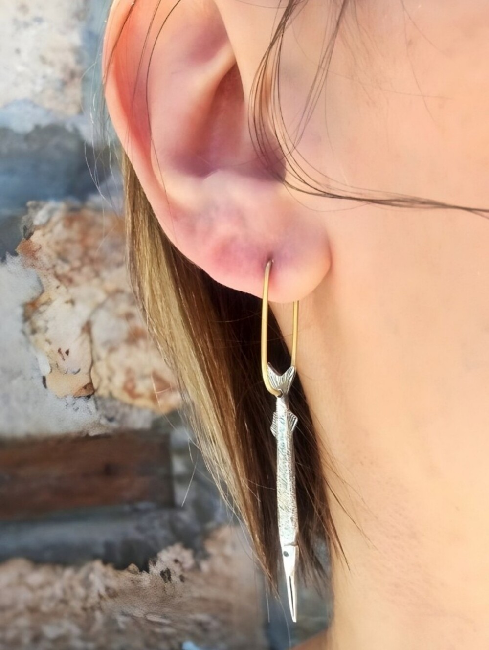 Minimalist & Delicate Fish Earrings On Hooks NWOT - Picture 5 of 9